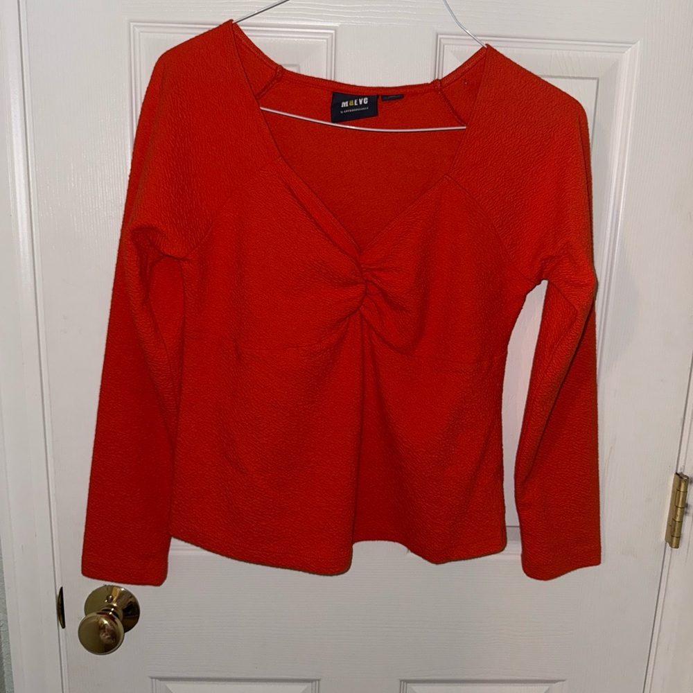 Anthropologie Maeve Red/Orange Long Sleeve Blouse